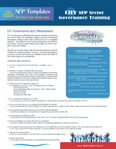 DIY NFP Governance training for Board Members Kit Flyer